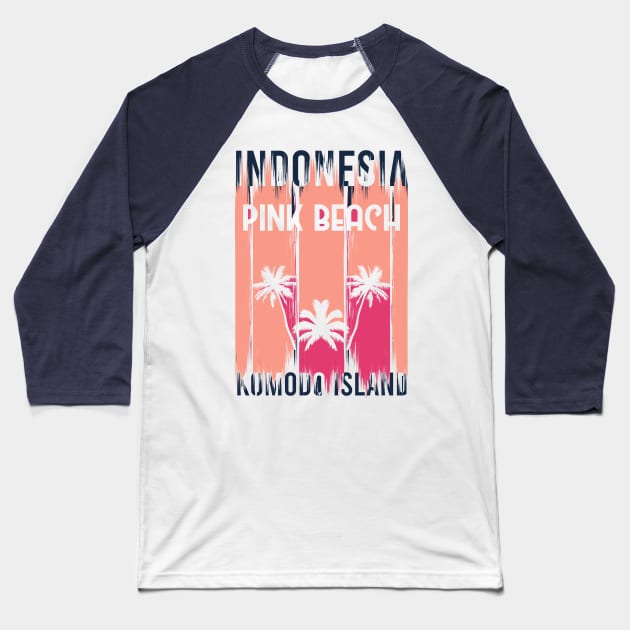 Pink Beach - Indonesia Baseball T-Shirt by Hashed Art